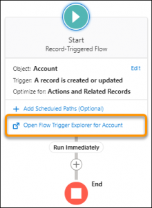 Salesforce open flow trigger explorer for account