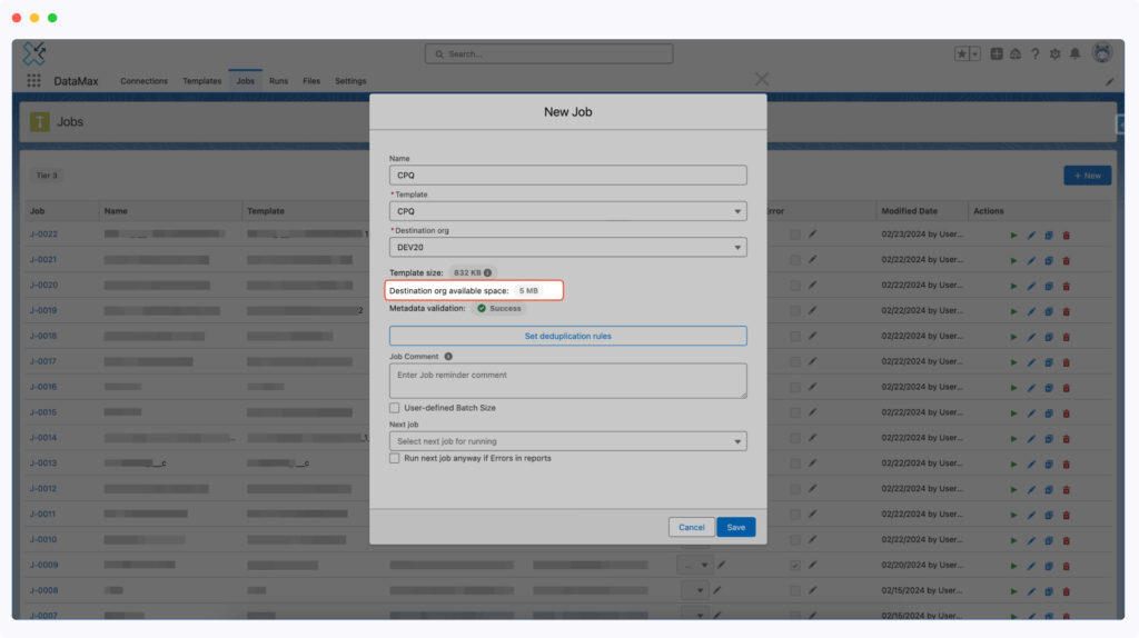 DataMAX organization size estimation