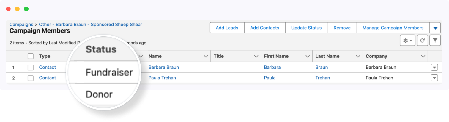 Campaign donor and donation in Salesforce Nonprofit Cloud