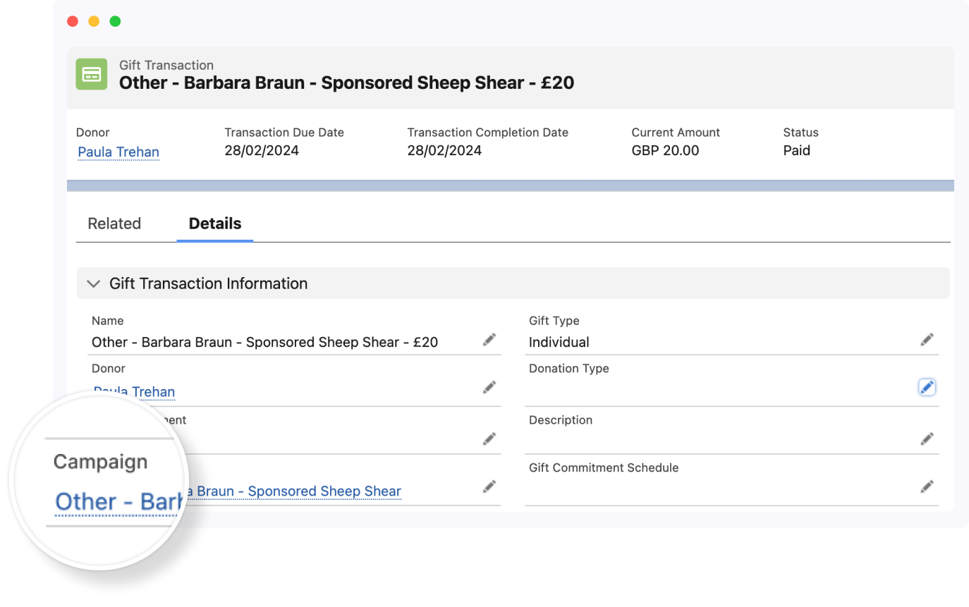 Gift Transaction in Salesforce Nonprofit Cloud