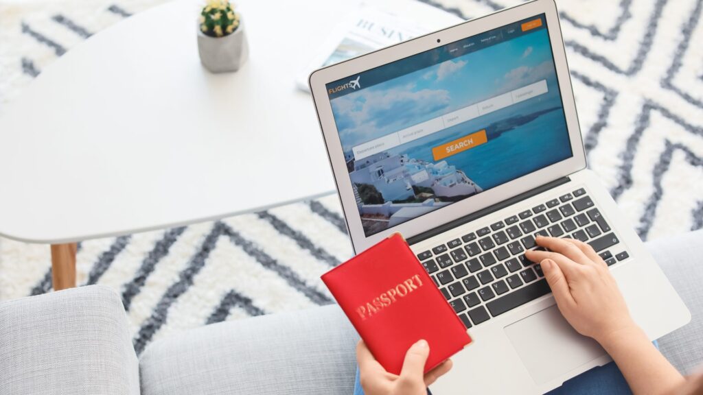 Laptop with a travel website