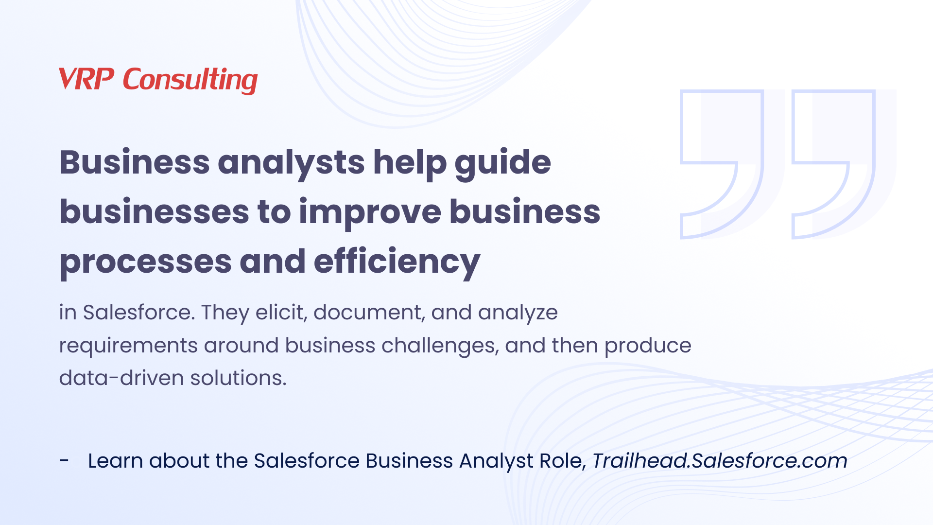 Business Analysts help guide businesses to improve business processes and efficiency